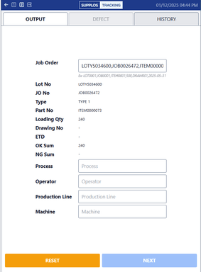 WIP Tracking Tablet Input